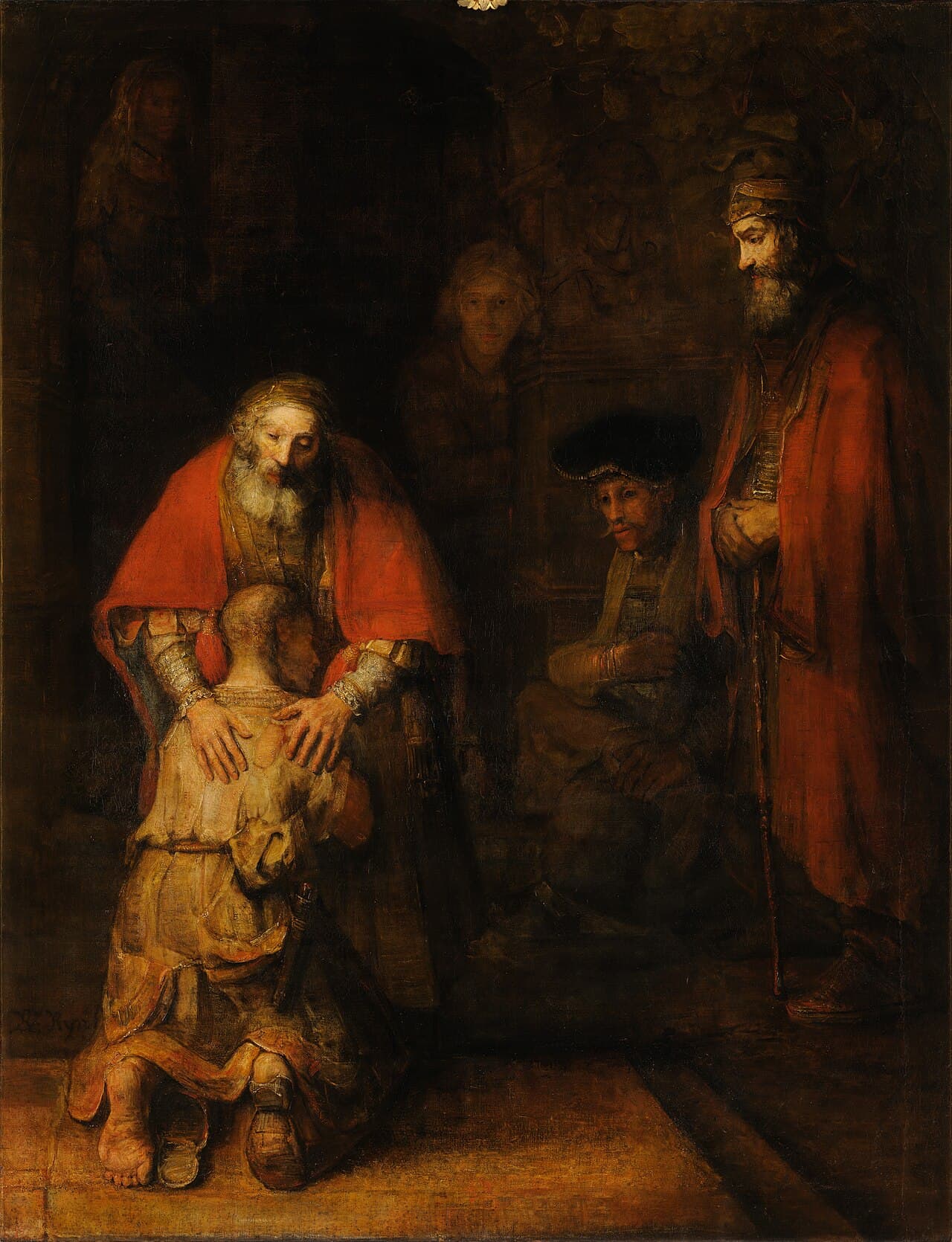 O Retorno do Filho Pródigo — Rembrandt (c. 1668), domínio público